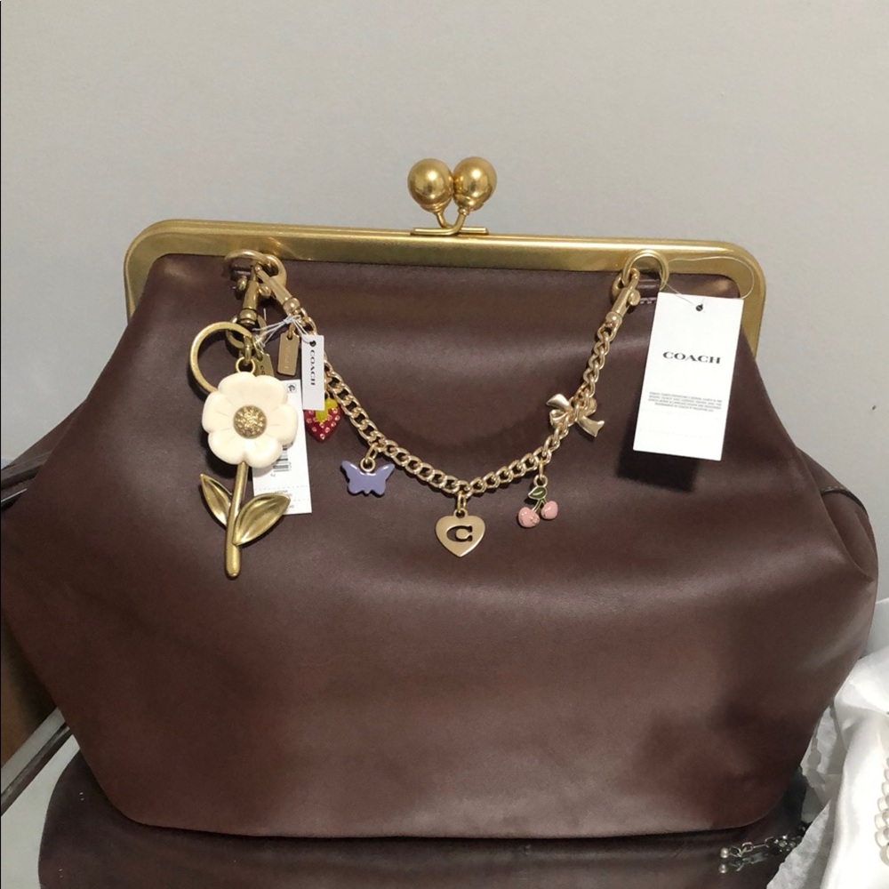 Coach large kisslock frame bag